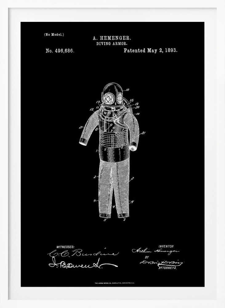 Diving Armor Patent 1893 - Poster / Art Print