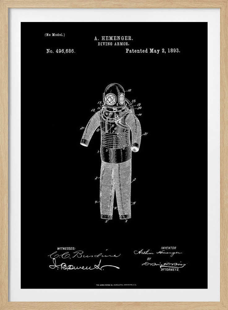 Diving Armor Patent 1893 - Poster / Art Print