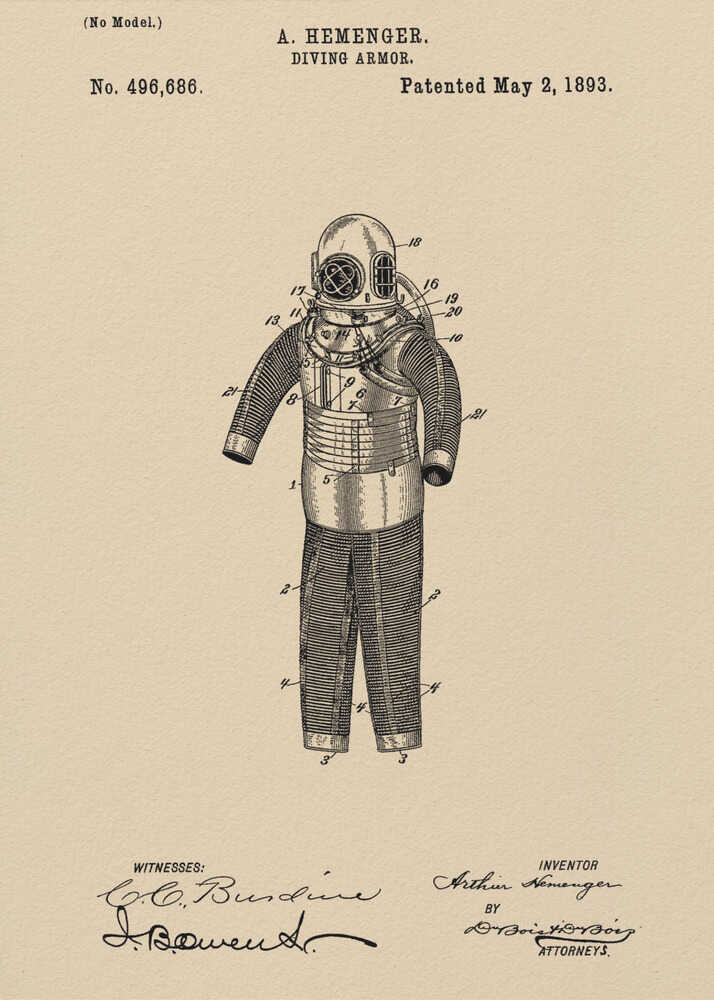 Diving Armor Patent 1893 - Poster / Art Print