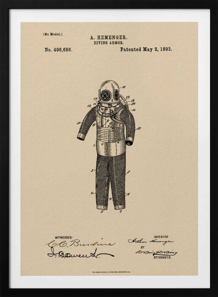 Diving Armor Patent 1893 - Poster / Art Print