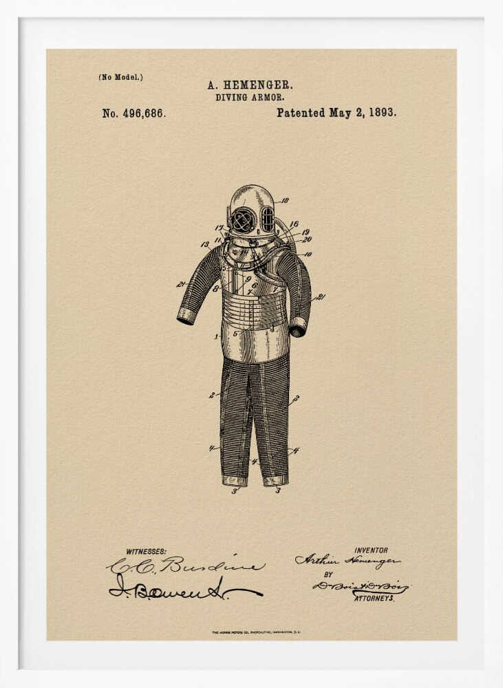 Diving Armor Patent 1893 - Poster / Art Print