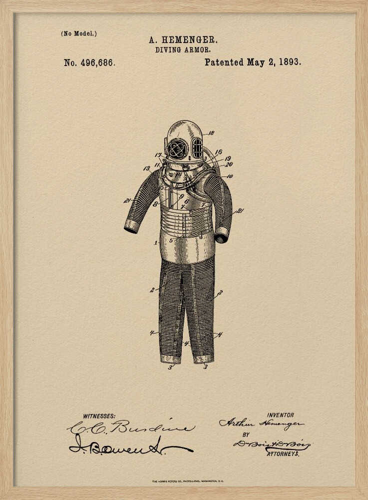 Diving Armor Patent 1893 - Poster / Art Print