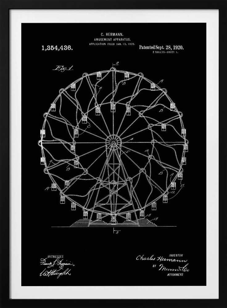 Amusement Apparatus Patent 1920 - Poster / Art Print