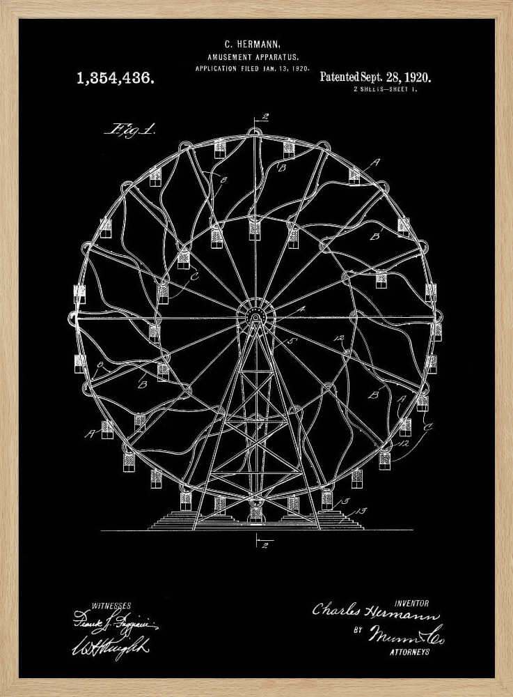 Amusement Apparatus Patent 1920 - Poster / Art Print