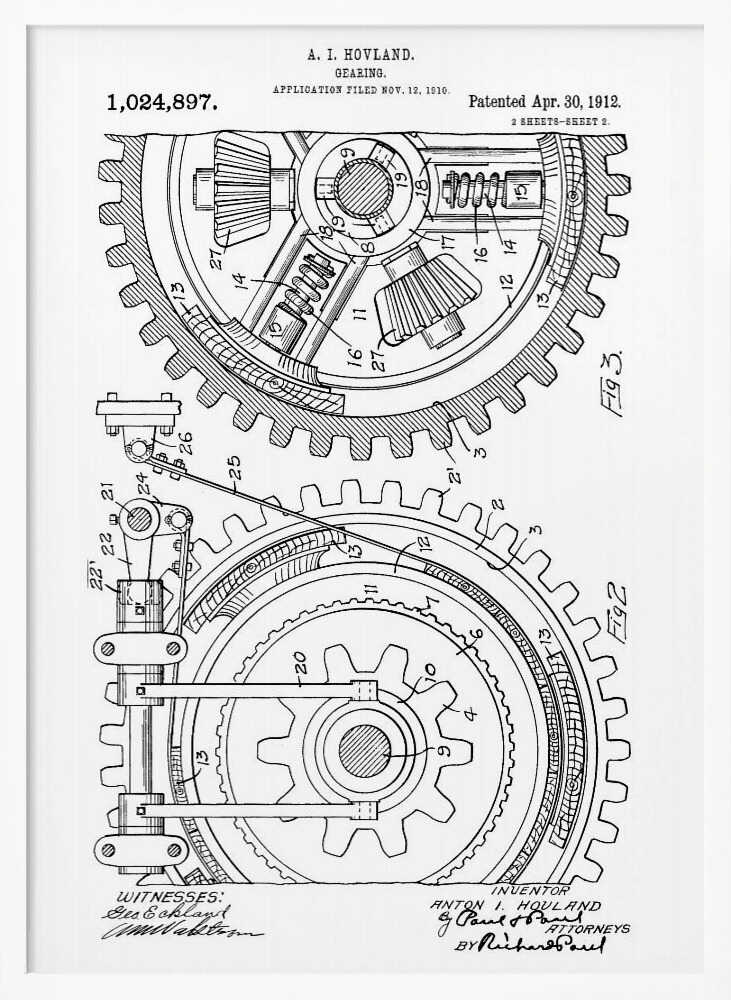 Gearing Patent 1912 - Poster / Art Print