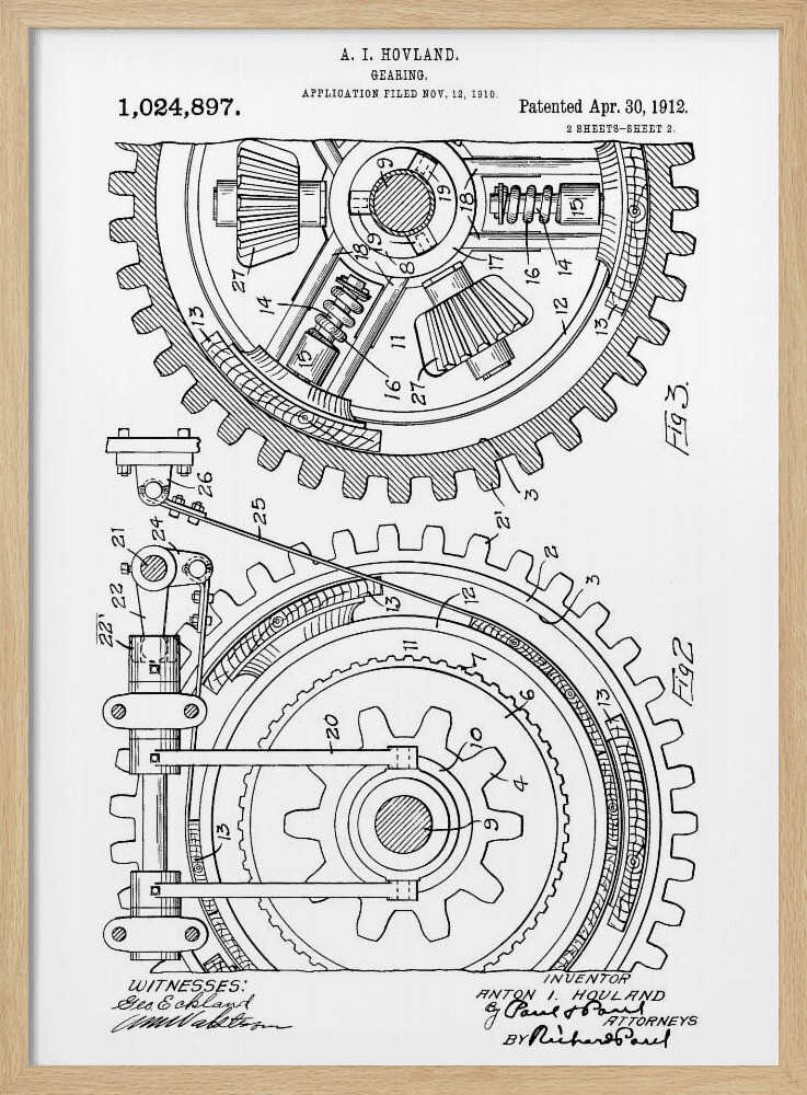 Gearing Patent 1912 - Poster / Art Print