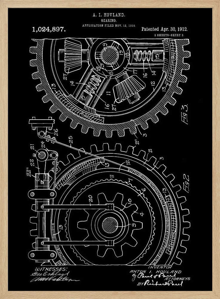 Gearing Patent 1912 - Poster / Art Print