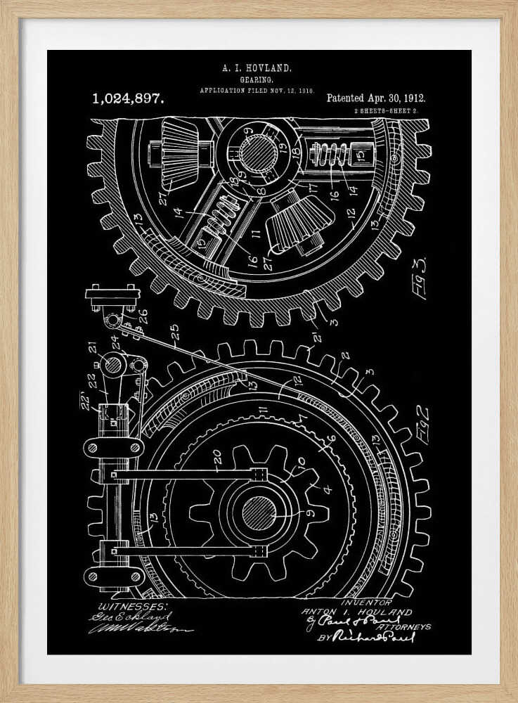 Gearing Patent 1912 - Poster / Art Print