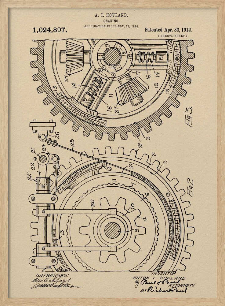 Gearing Patent 1912 - Poster / Art Print