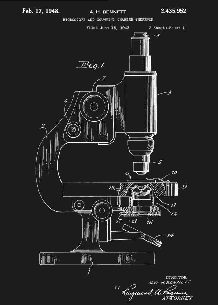Microscope Patent 1948 - Poster / Art Print