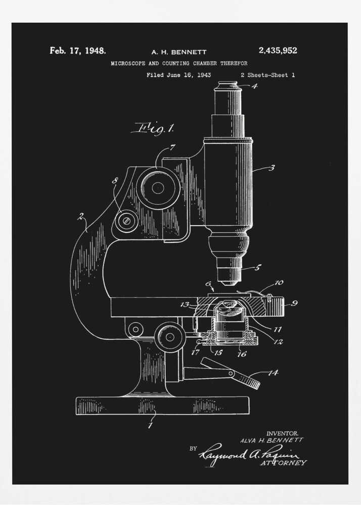 Microscope Patent 1948 - Poster / Art Print