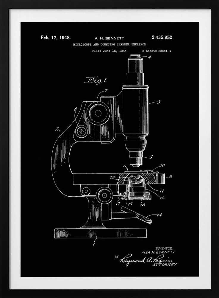 Microscope Patent 1948 - Poster / Art Print
