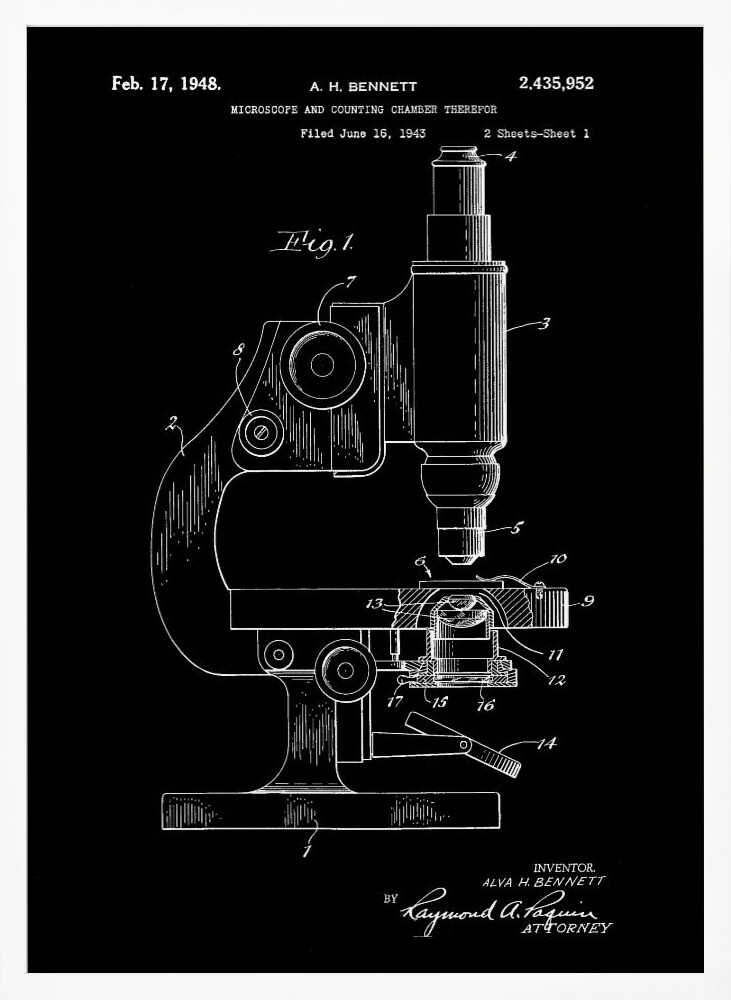 Microscope Patent 1948 - Poster / Art Print