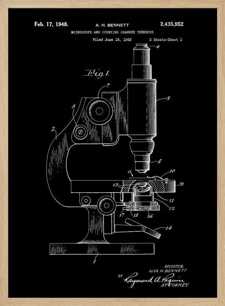 Microscope Patent 1948 - Poster / Art Print