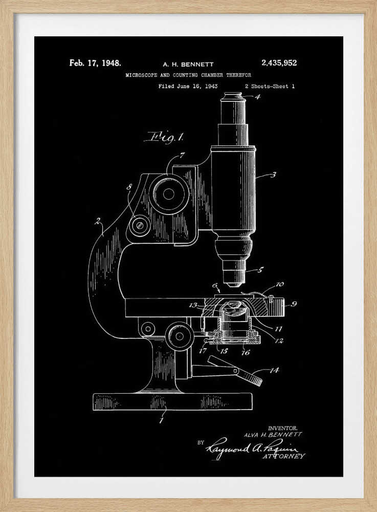 Microscope Patent 1948 - Poster / Art Print