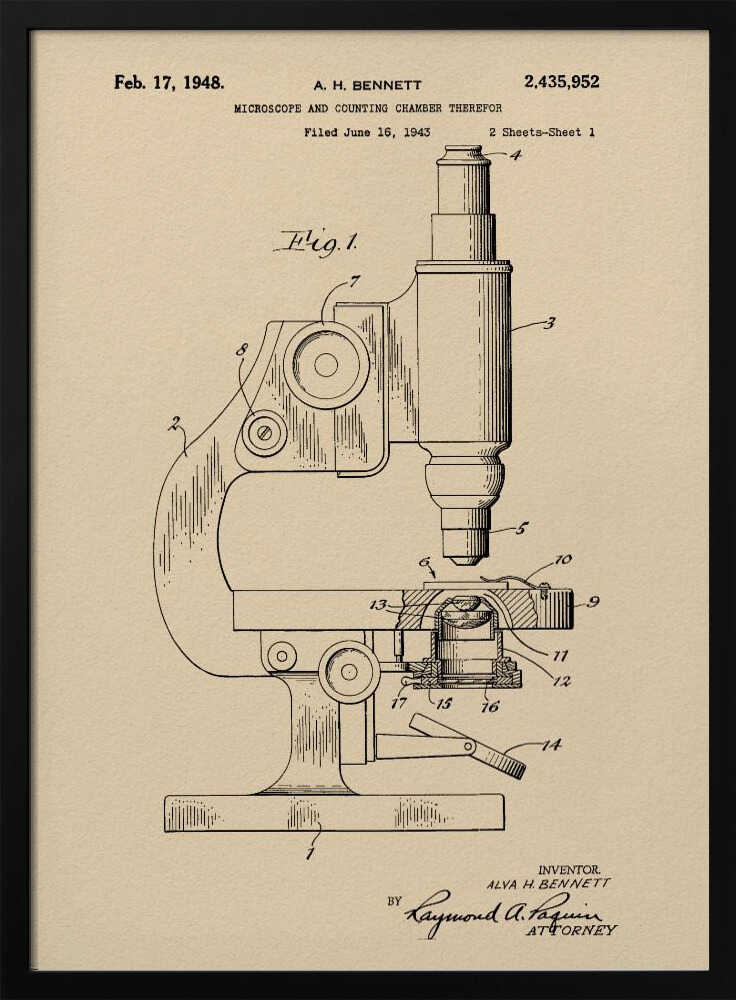 Microscope Patent 1948 - Poster / Art Print