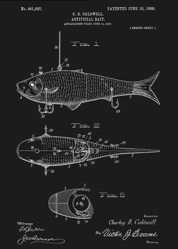 Artificial Bait Patent 1908 - Poster / Art Print