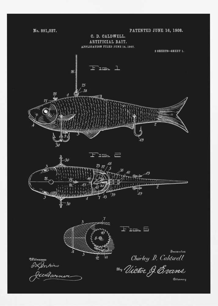 Artificial Bait Patent 1908 - Poster / Art Print