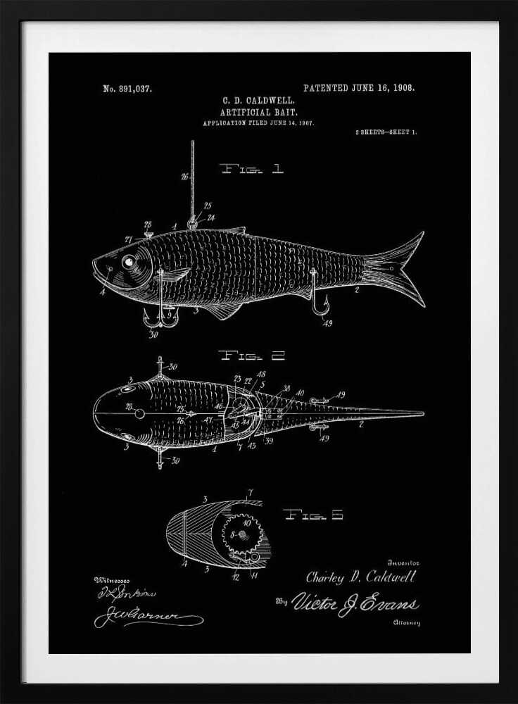 Artificial Bait Patent 1908 - Poster / Art Print