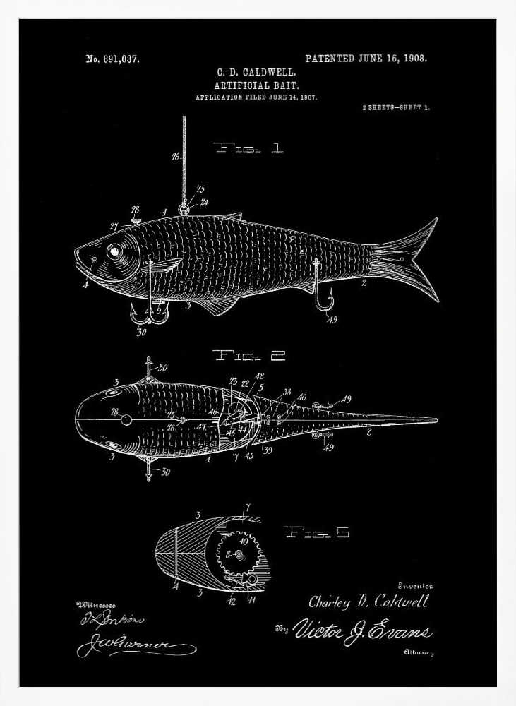 Artificial Bait Patent 1908 - Poster / Art Print