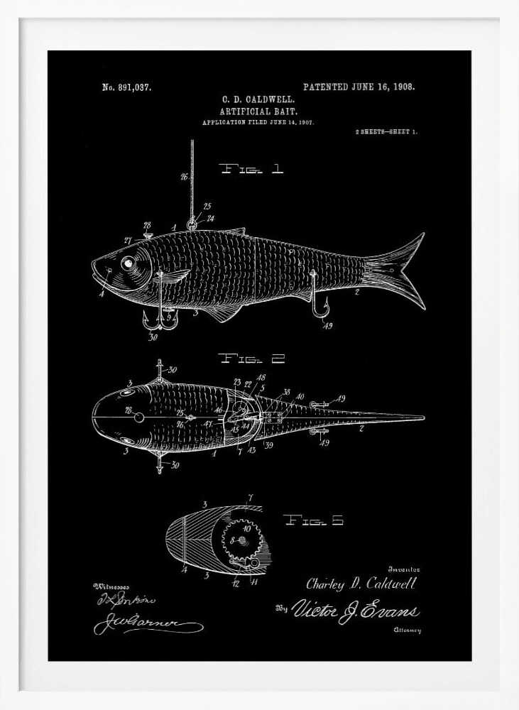 Artificial Bait Patent 1908 - Poster / Art Print