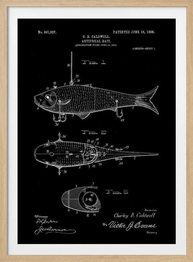 Artificial Bait Patent 1908 - Poster / Art Print