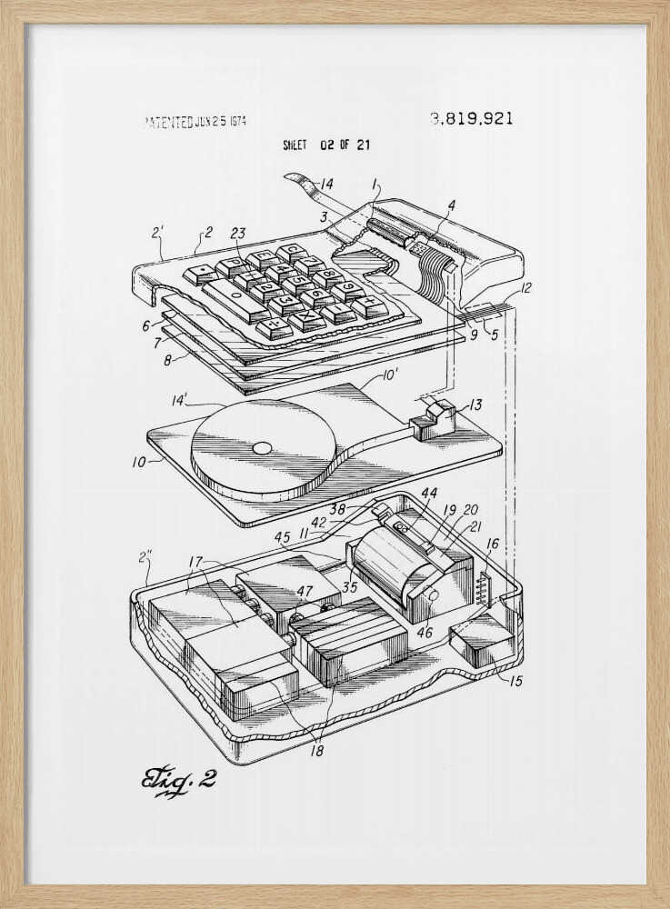 Electronic Calculator Patent 1974 - Poster / Art Print