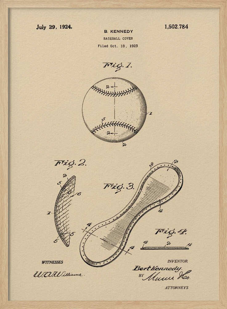 Baseball Cover Patent 1923 - Poster / Art Print