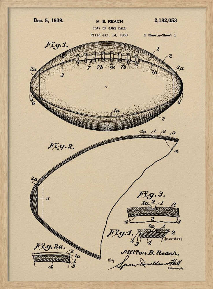 Football Patent 1938 - Poster / Art Print