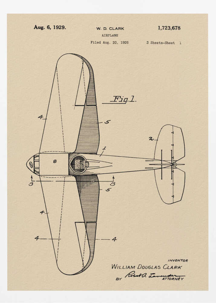 Airplane Patent 1926 - Poster / Art Print