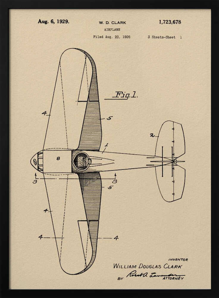 Airplane Patent 1926 - Poster / Art Print