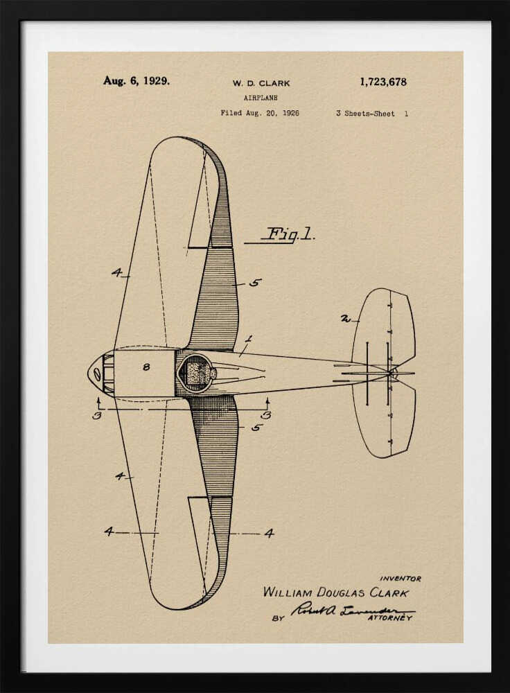 Airplane Patent 1926 - Poster / Art Print
