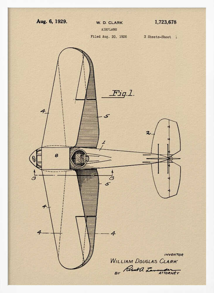 Airplane Patent 1926 - Poster / Art Print