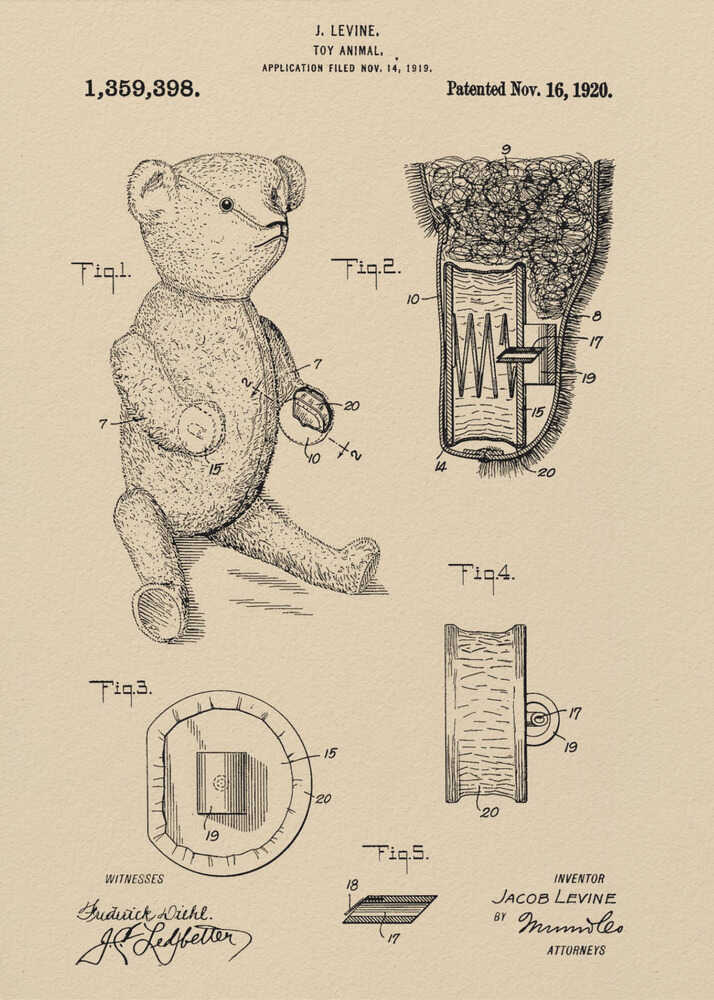 Teddybear Patent 1920 - Poster / Art Print