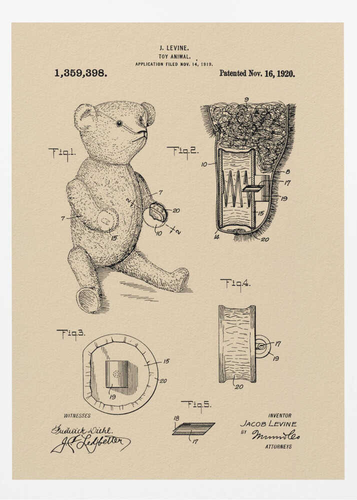 Teddybear Patent 1920 - Poster / Art Print
