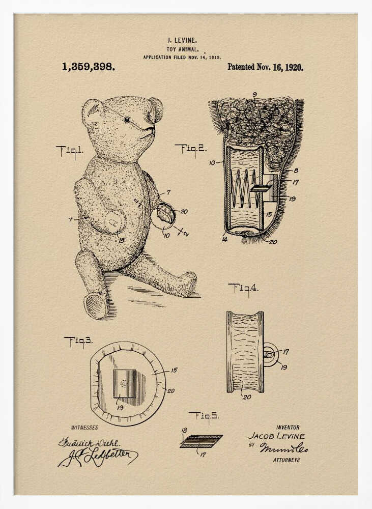 Teddybear Patent 1920 - Poster / Art Print