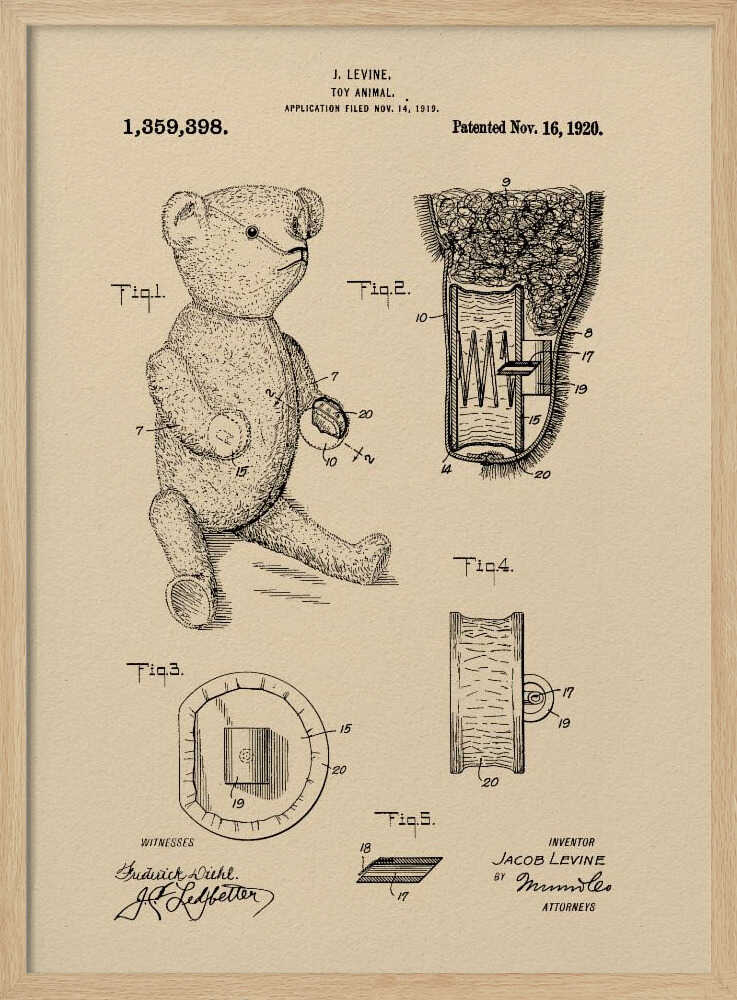 Teddybear Patent 1920 - Poster / Art Print