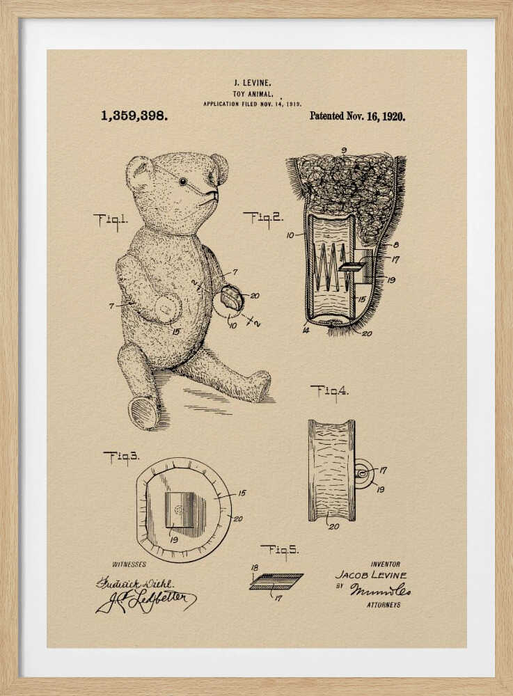 Teddybear Patent 1920 - Poster / Art Print