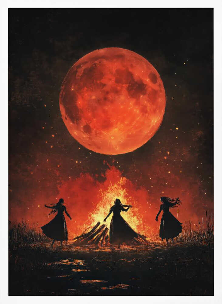 Dancing Witches Halloween Scene (1) - Poster / Art Print