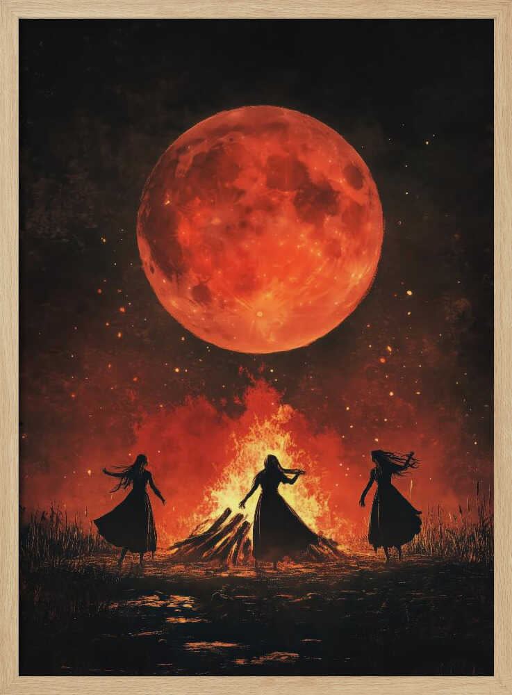 Dancing Witches Halloween Scene (1) - Poster / Art Print