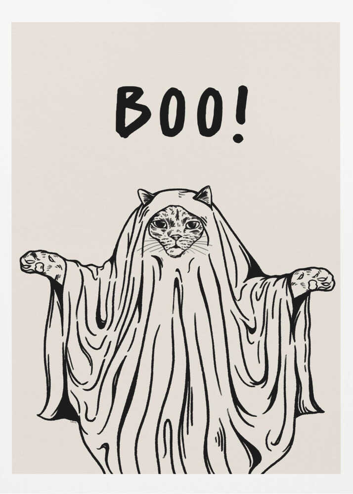 Boo! Ghost Cat - Poster / Art Print