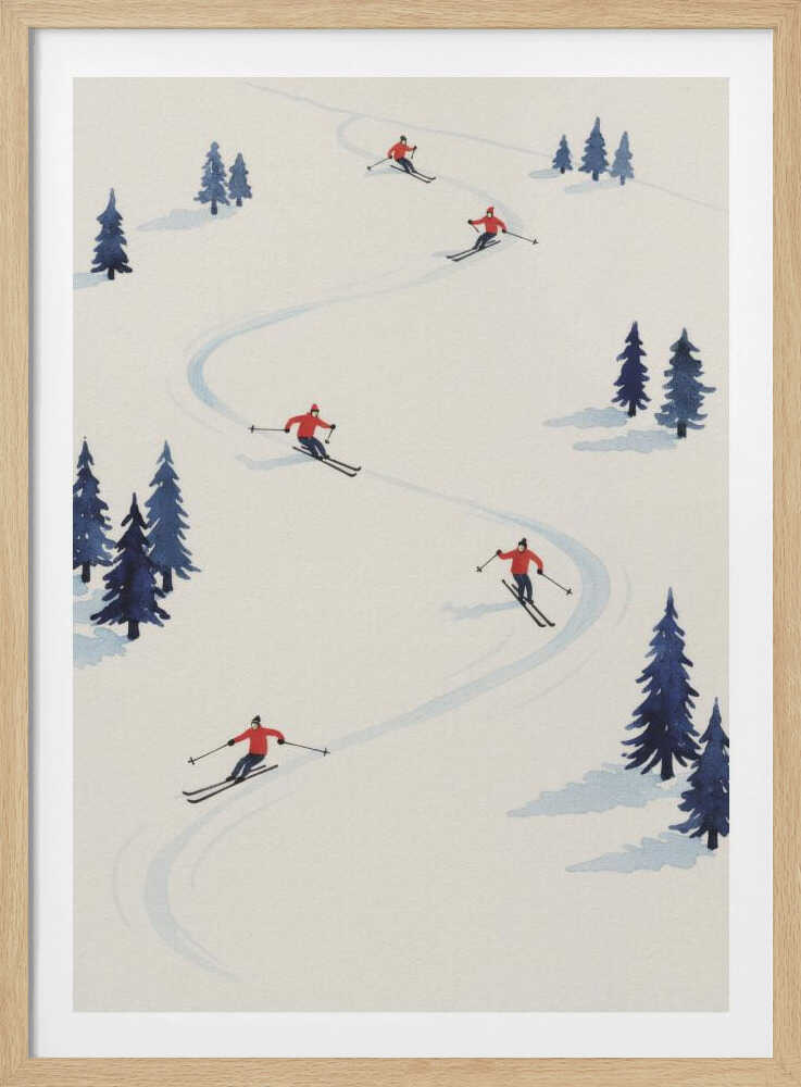 Five Skiers - Poster / Art Print