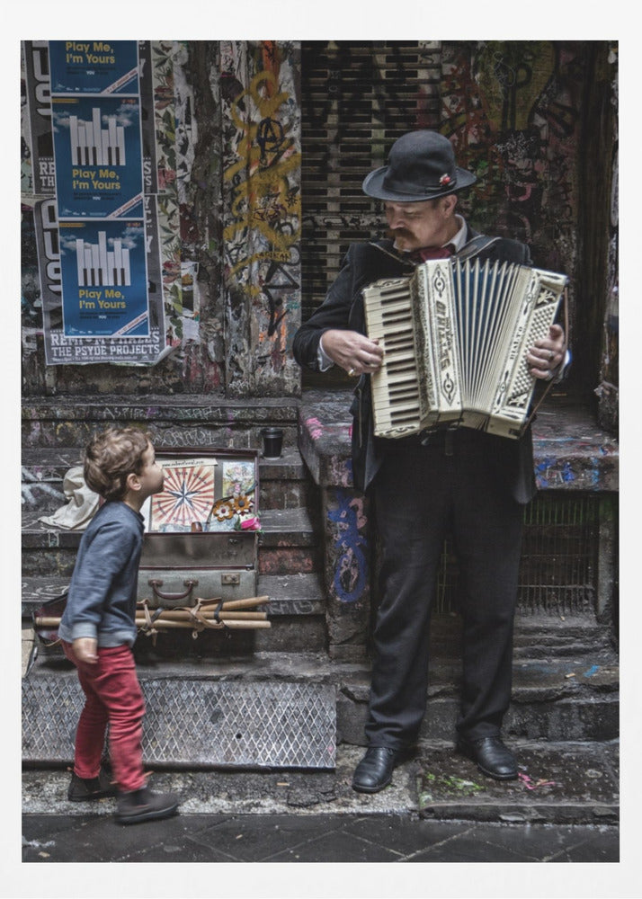 The Busker And The Boy - Poster / Art Print