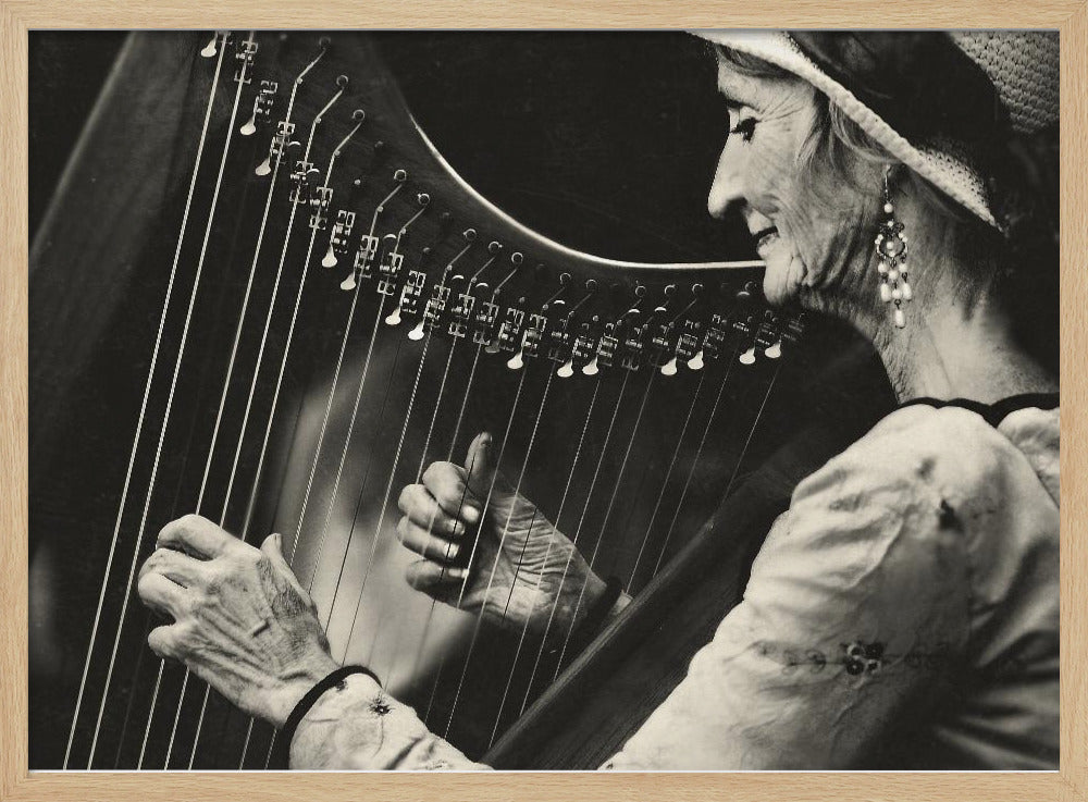 Playing the Harp - Poster / Art Print