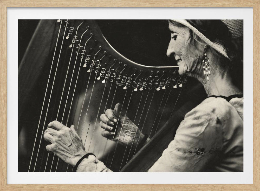 Playing the Harp - Poster / Art Print
