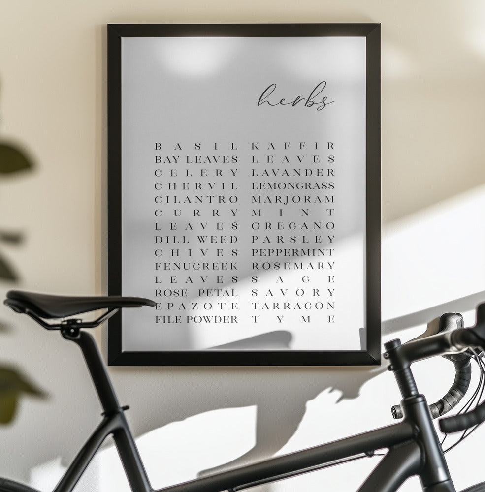 List of herbs - Poster / Art Print - interiör