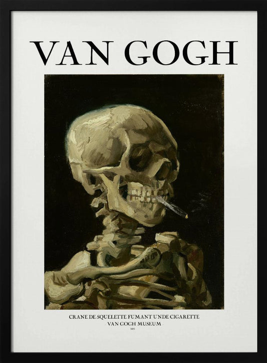 Head of a skeleton with a burning cigarette - Poster / Art Print