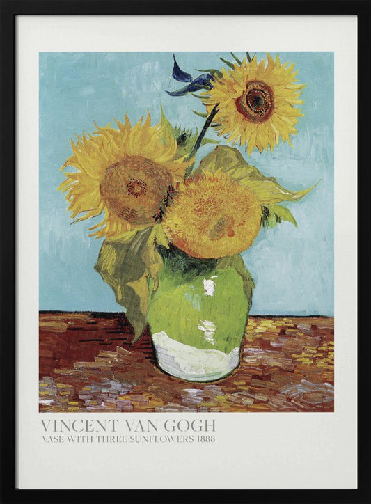 Vase With Three Sunflowers - Poster / Art Print