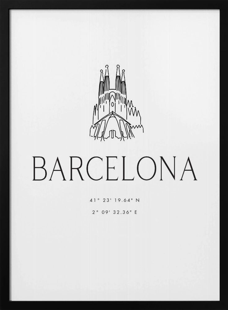 Barcelona city coordinates - Poster / Art Print