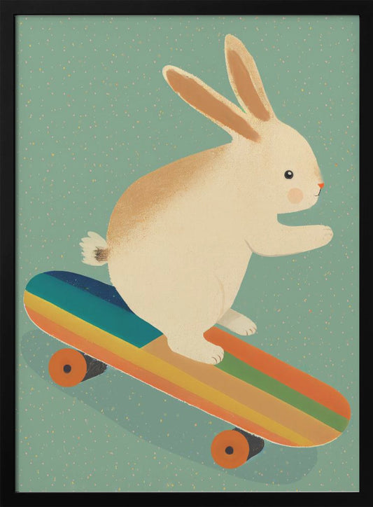 Bunny On Skateboard - Poster / Art Print